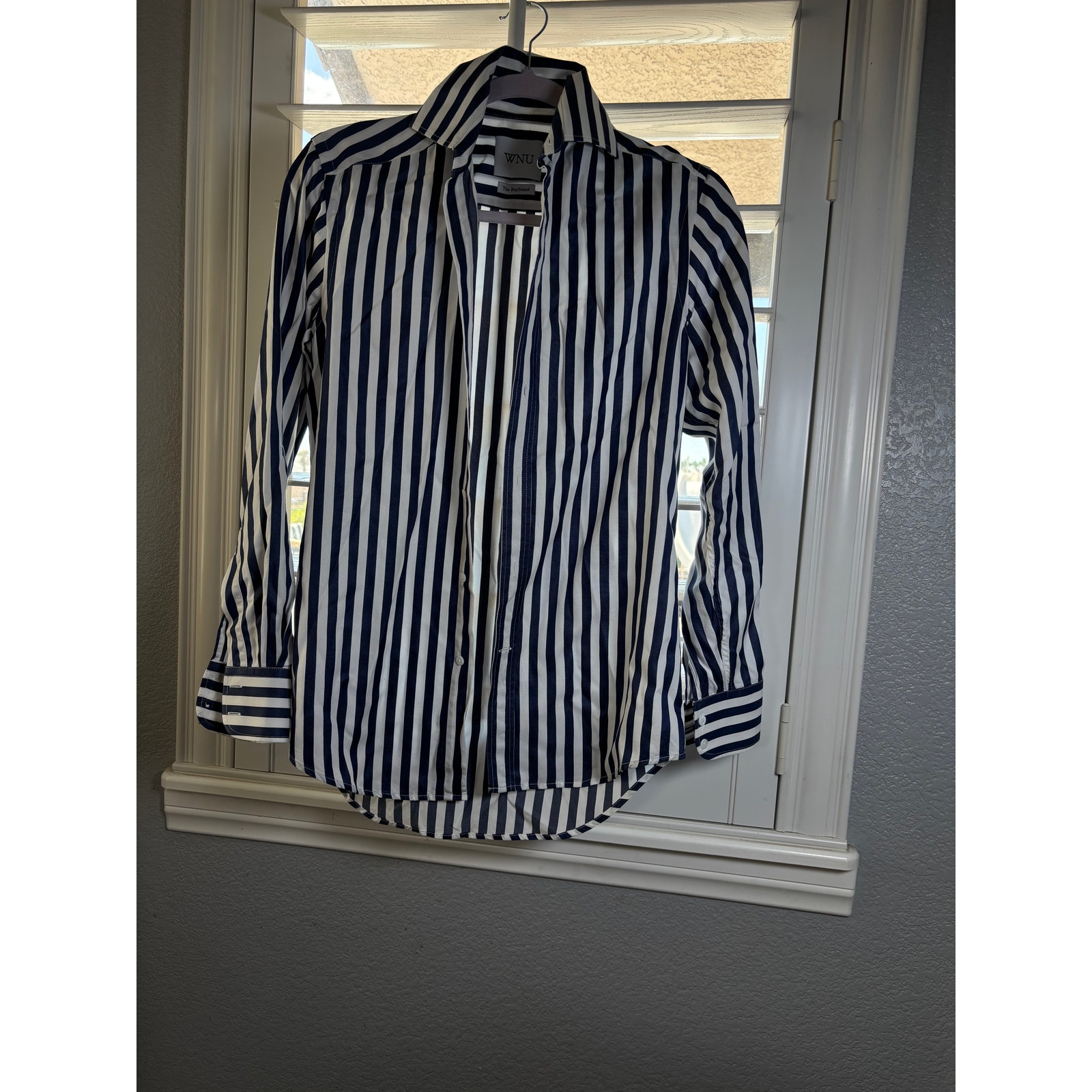 Boyfriend (Wnu)With Nothing Underneath Navy & White Button Down Women 2 — image 4 of 8